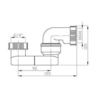 Vaňový sifón 6/4" bez ventila DN40