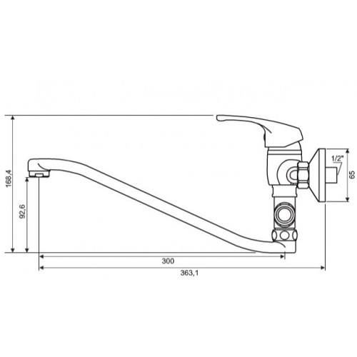 Vaňová batéria s ramienkom "RS" a prepínačom, rozteč 150 mm