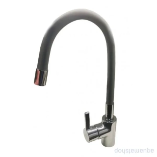 Kuchyňská vodovodná batéria s flexi bielym ramienkom, CHROM/SIVÁ